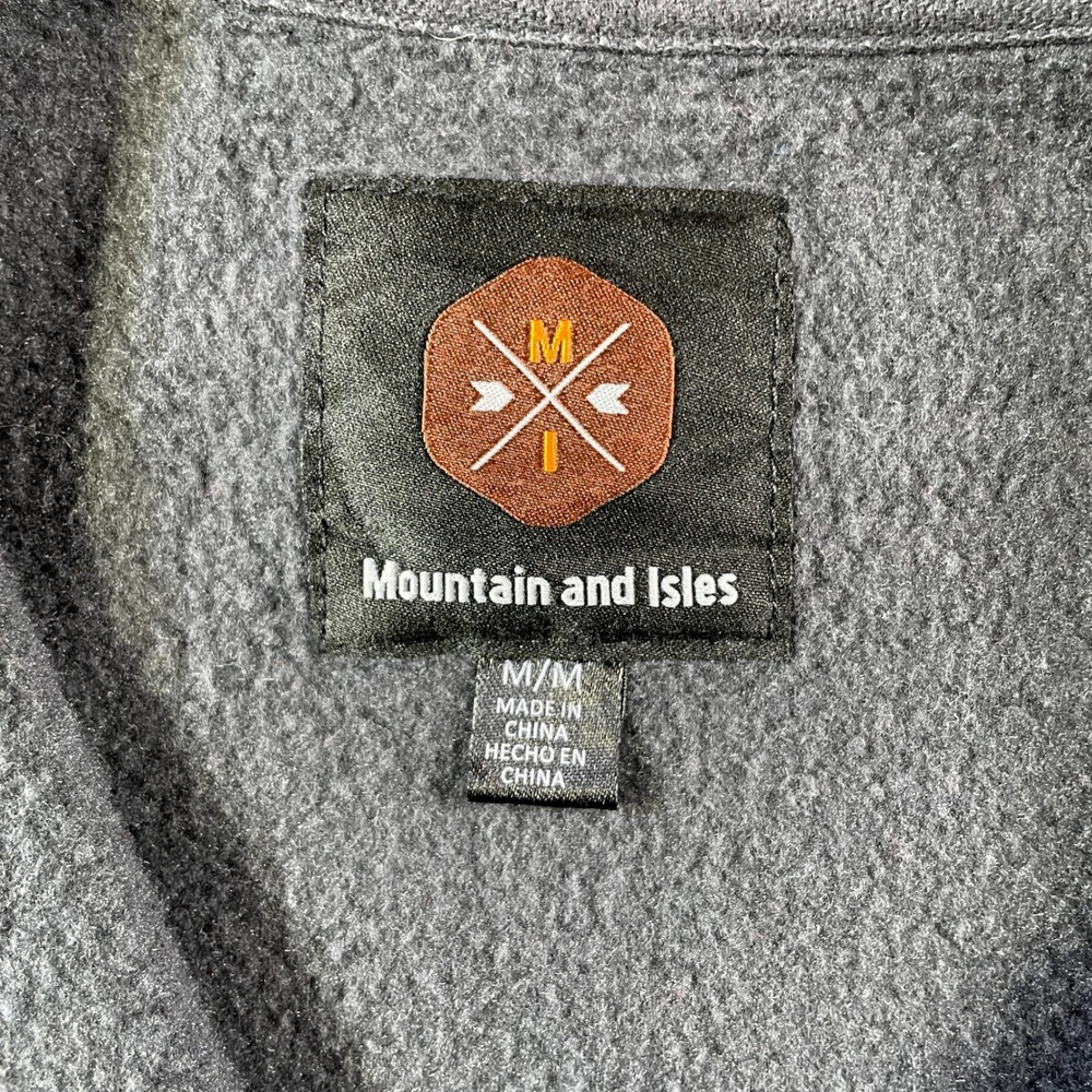 Mountain and Isles Pullover Sweatshirt Mens Medium Gray Quarter Zip Preppy - Picture 2 of 9